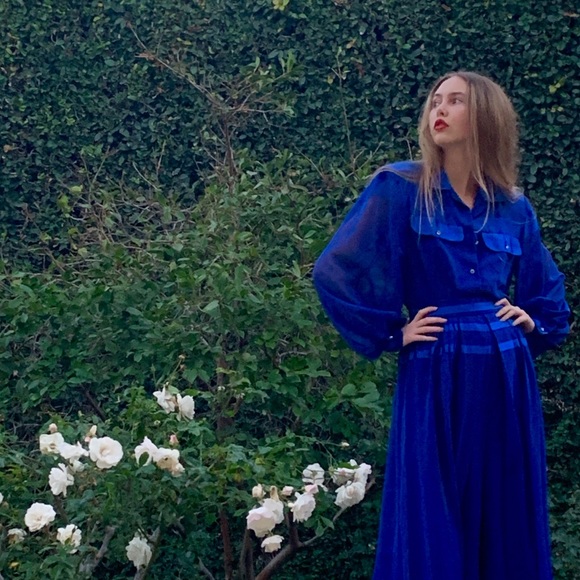 Vintage Sheer & Stripe 2pc Pant suit, Jack Bryan - Picture 7 of 8